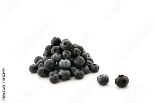 A bunch of blueberries on white