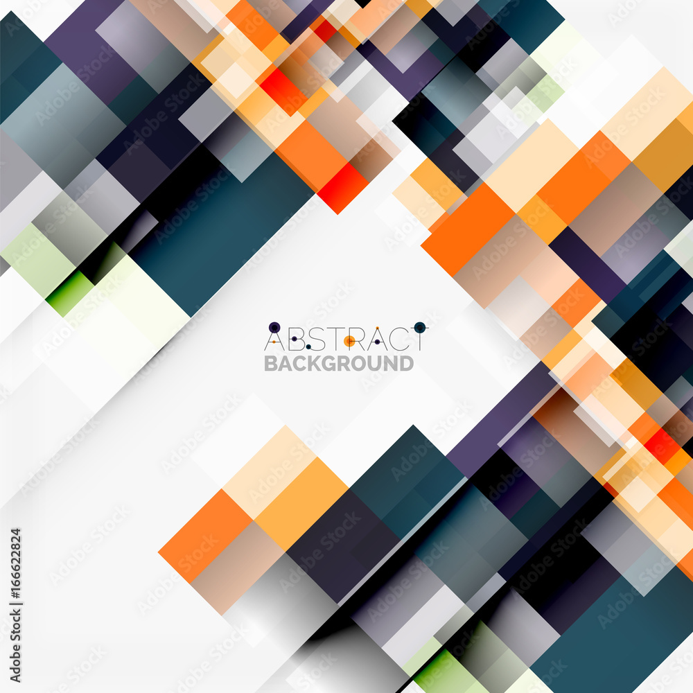 Fototapeta premium Abstract blocks template design background, simple geometric shapes on white, straight lines and rectangles