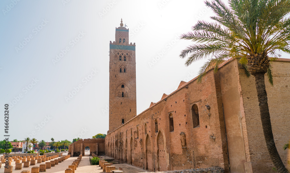 Marrakech, Morocca May 18 2017: Minaret of the Koutoubia-mosque
