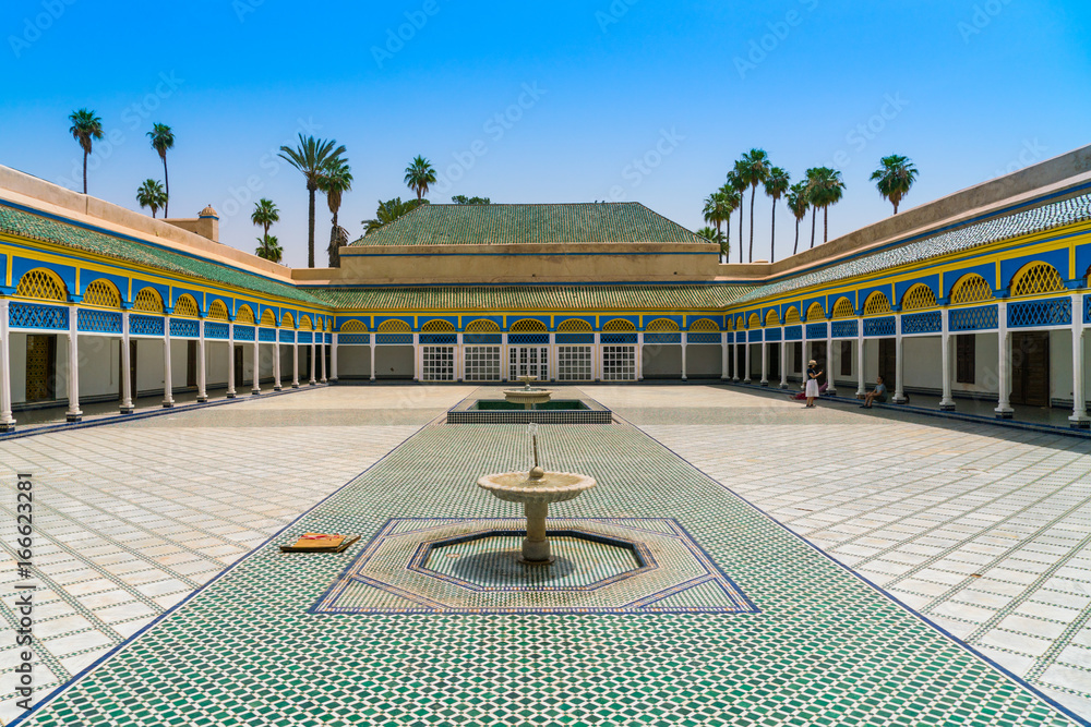 Marrakech, Morocca May 18 2017: Courtyard of the royal palace in Marrakech