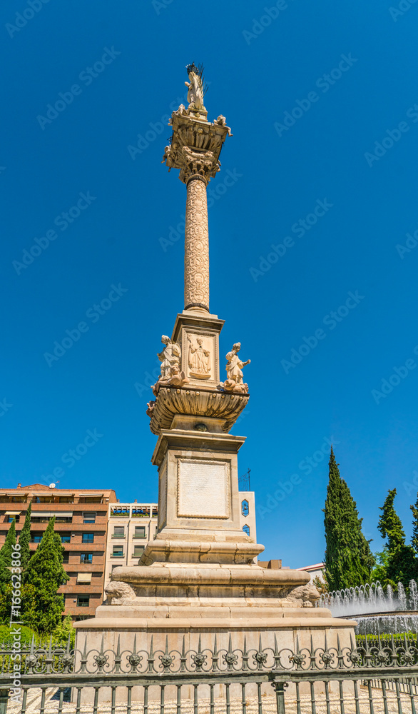 Granada, Spain, juli 1, 2017: Statue at the Jardines Del Triunfo