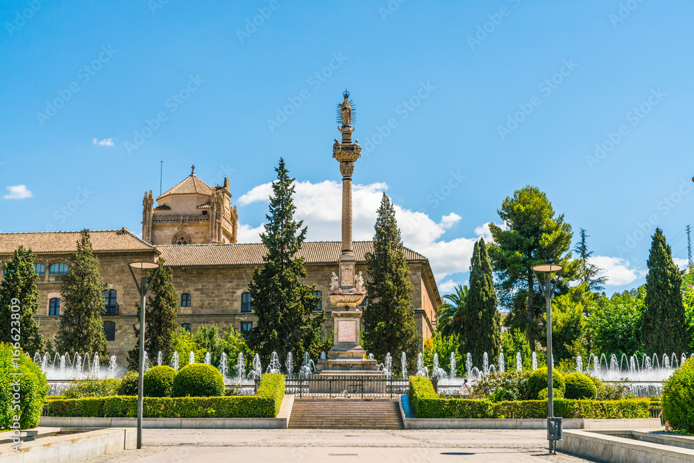 Granada, Spain, juli 1, 2017: Fountain at the Jardines Del Triunfo