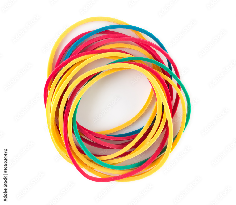 Pile of colorful rubber bands isolated on a white background Pile of colorful rubber bands isolated on a white background