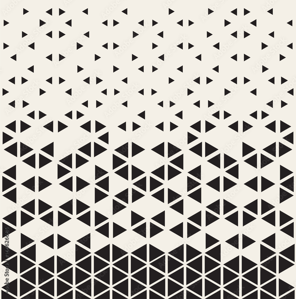 Halftone pattern. Geometric seamless pattern with triangles and halftone transition