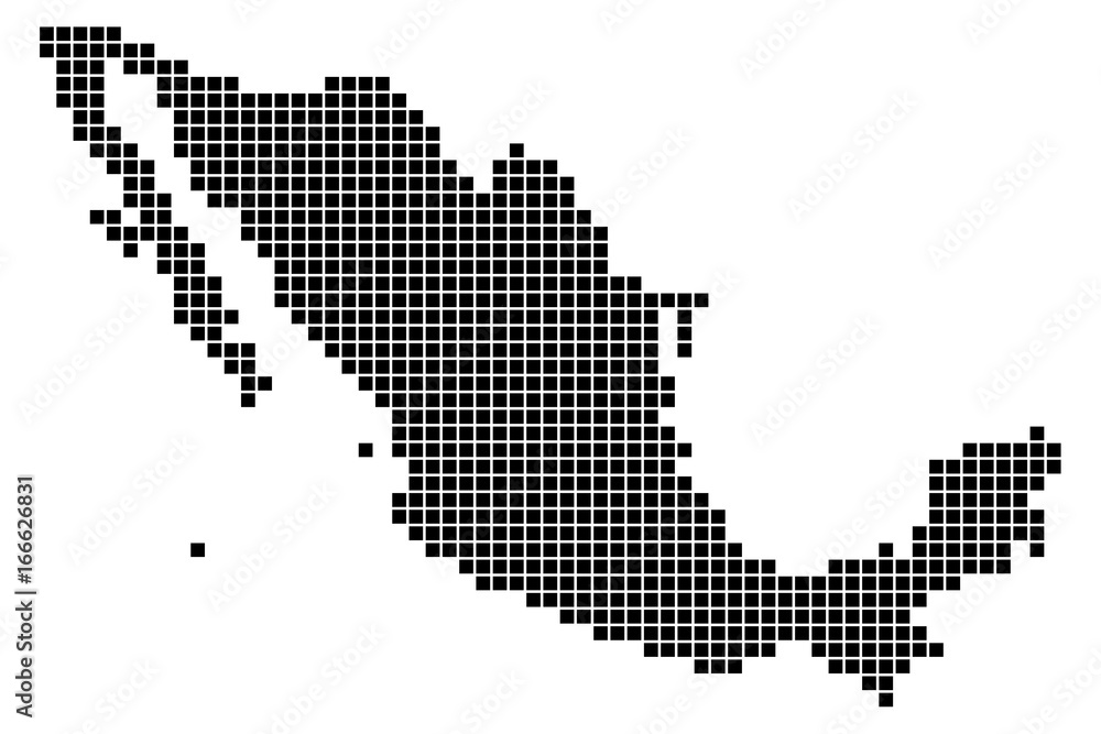 Оригинальная пиксельная карта Мексики. Векторная иллюстрация.
