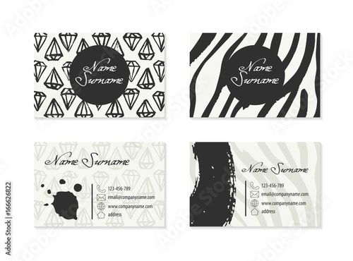 Set of Business Cards with hand drawn elements
