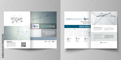 Business templates for bi fold brochure, magazine, flyer, booklet, report. Cover design template, vector layout in A4 size. Genetic and chemical compounds. DNA and neurons. Chemistry, science concept.