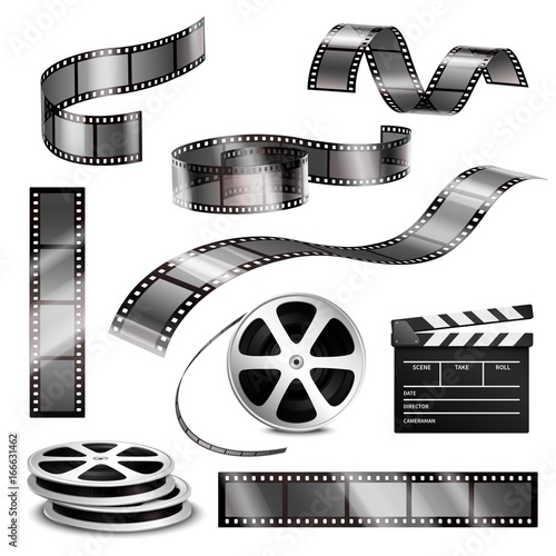 Realistic Clapper Photographic Strips And Film