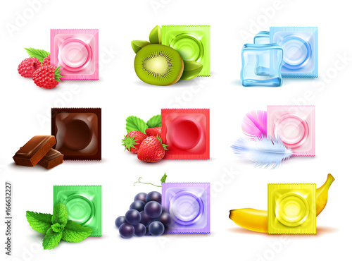 Realistic Scented Condom Set