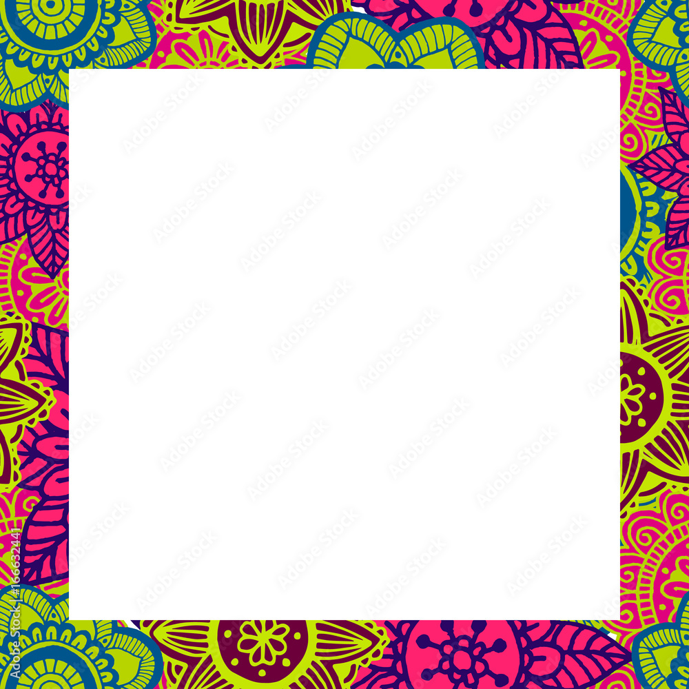 Flower mandala frame in hand drawn style Flower mandala frame in hand drawn style