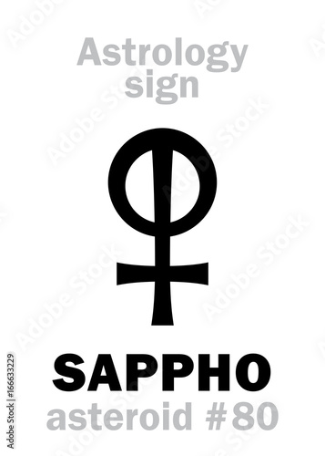 Astrology Alphabet: SAPPHO, asteroid #80. Hieroglyphics character sign (single symbol).