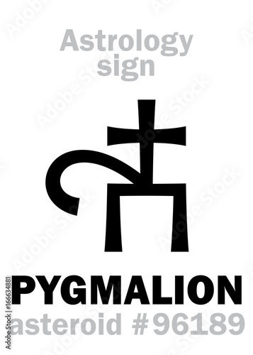 Astrology Alphabet: PYGMALION, asteroid #96189. Hieroglyphics character sign (single symbol). photo