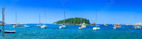 Wonderful romantic old town at Adriatic sea. Boats and yachts in harbor at magical summer. Rovinj. Istria. Croatia. Europe. © Sodel Vladyslav