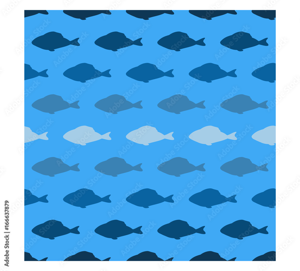 Fish seamless pattern in flat style.