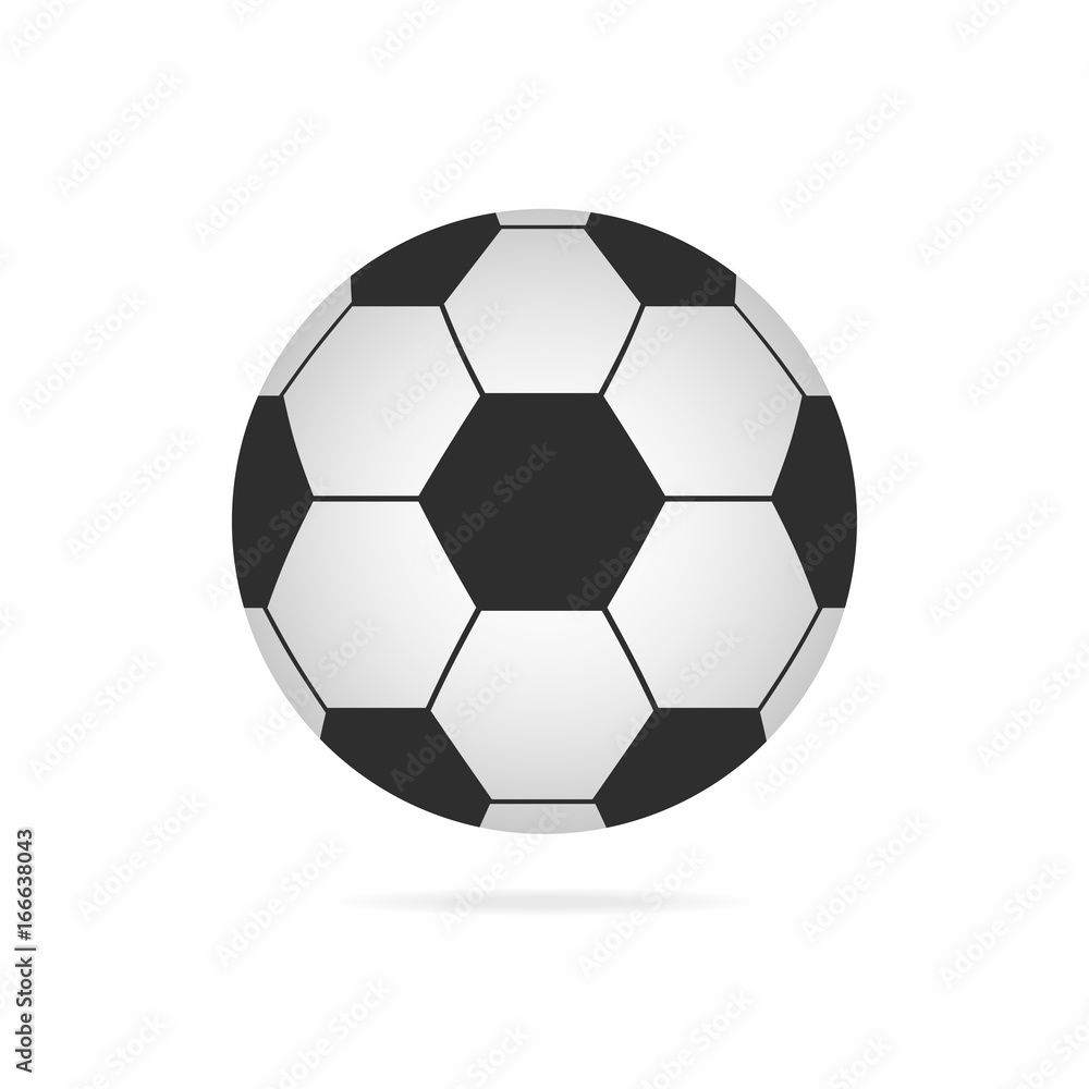 Football ball. Soccer ball icon with shadow isolated on white background Football ball. Soccer ball icon with shadow isolated on white background