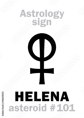 Astrology Alphabet: HELENA (Helen of Troy), asteroid #101. Hieroglyphics character sign (single symbol).
