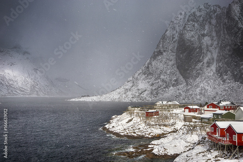 View of Hamnoy Village at Lofoten Islands Shot from Upper Point. photo