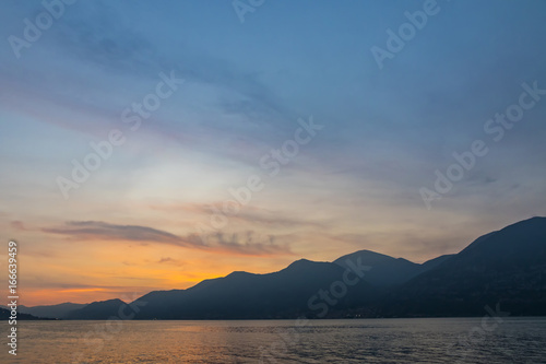 Beautiful sunset at Iseo lake, Lombardy, Italy