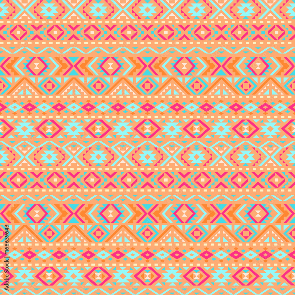 Ethnic geometric pattern with elements of traditional tribal folk style. Vector illustration.
