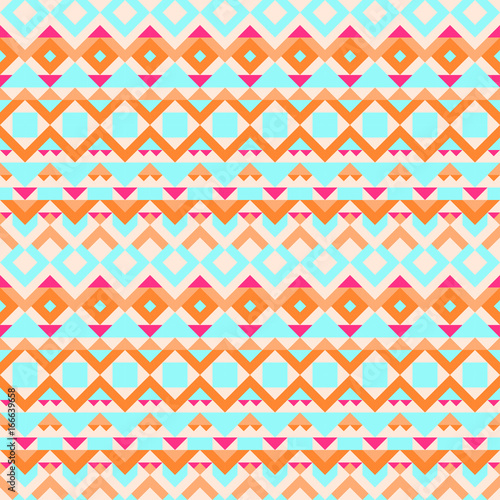 Ethnic geometric pattern with elements of traditional tribal folk style. Vector illustration. 