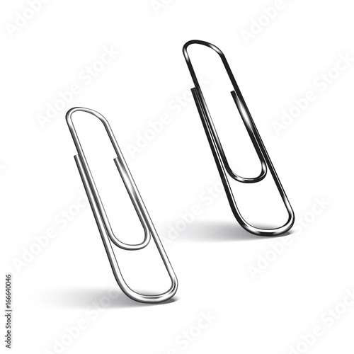 Two paper clips on white background.