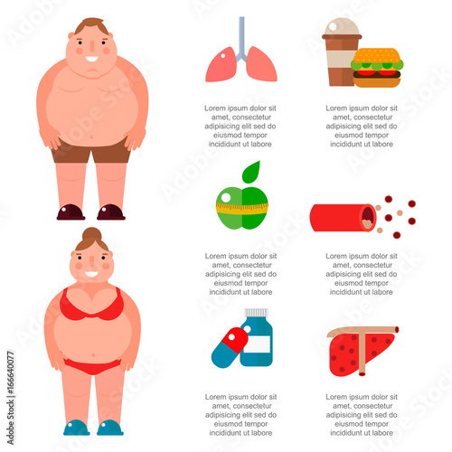 Lose weight by jogging infographic elements and health care concept flat vector illustration