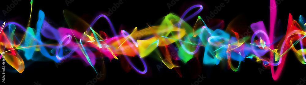  A colorful light painting effect super panorama, Creative artwork