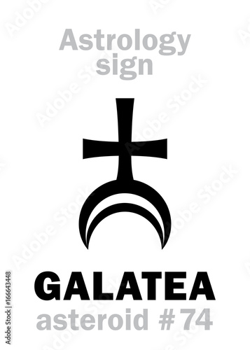 Astrology Alphabet: GALATEA, asteroid #74. Hieroglyphics character sign (single symbol).