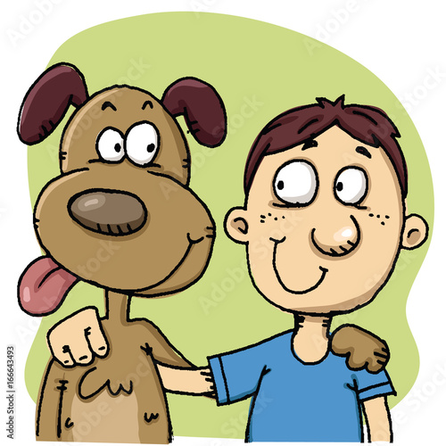 man hugging  dog