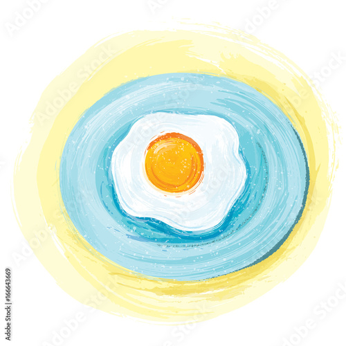 vector painting fried egg