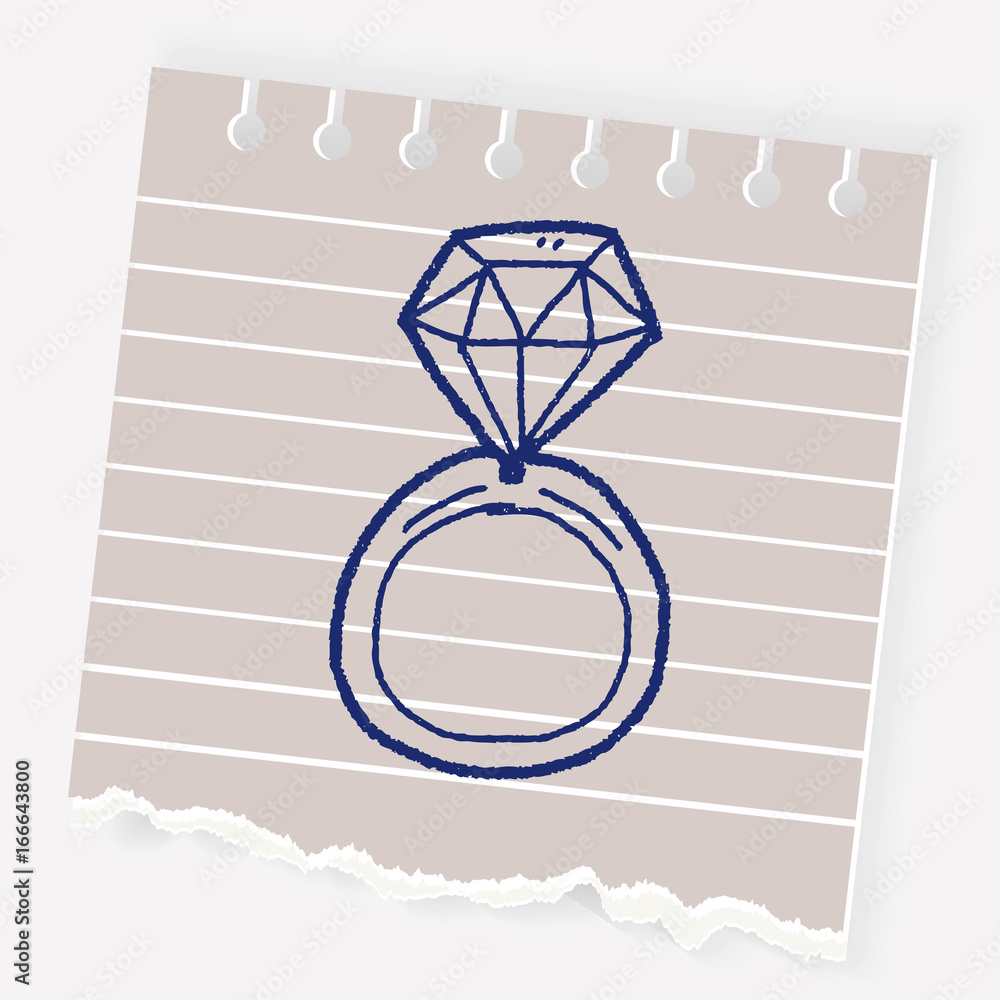 Fototapeta premium diamond ring doodle drawing