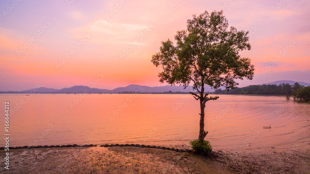 stunning scenery on Chalong gulf in sunset time stunning scenery on Chalong gulf in sunset time