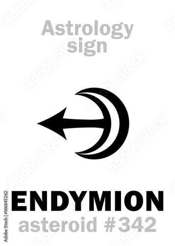 Astrology Alphabet: ENDYMION, asteroid #342. Hieroglyphics character sign (single symbol).
