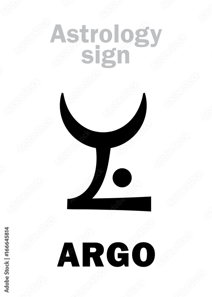Astrology Alphabet ARGO (Argo Navis), constellation. Hieroglyphics