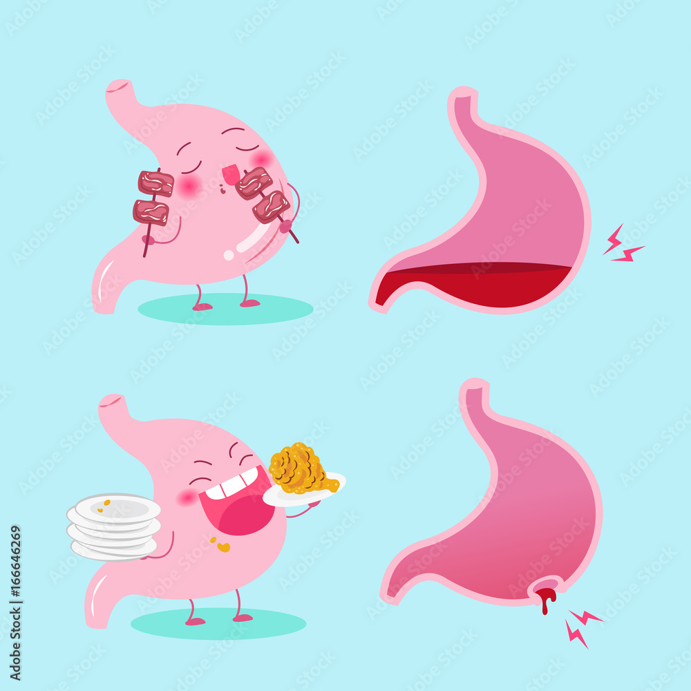 cartoon stomach health concept cartoon stomach health concept