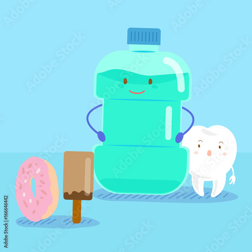 tooth with mouthwash