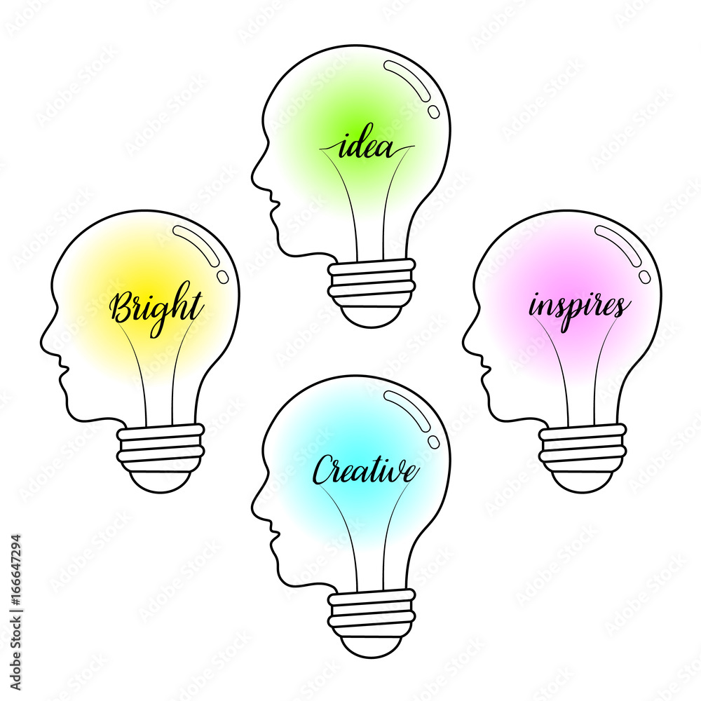 Head shape light bulb. Idea, Inspires, Creative and Bright concept. Icon design, vector illustration isolated on white background. Head shape light bulb. Idea, Inspires, Creative and Bright concept. Icon design, vector illustration isolated on white background.