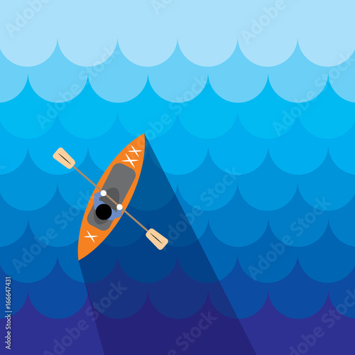 Kayak icon. Canoe view from above. Summer. Vacation
