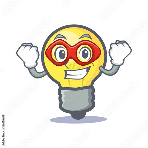 Super hero light bulb character cartoon