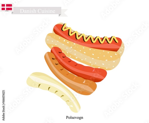 Polsevogn or Hot Dog, A Polpular Food of Denmark photo