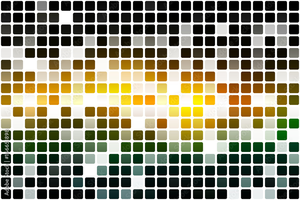 Fototapeta premium Brown orange green occasional opacity mosaic over white