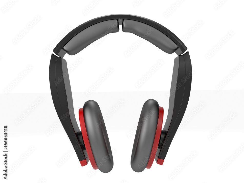 3d isolated black red headphones. 3d isolated black red headphones.