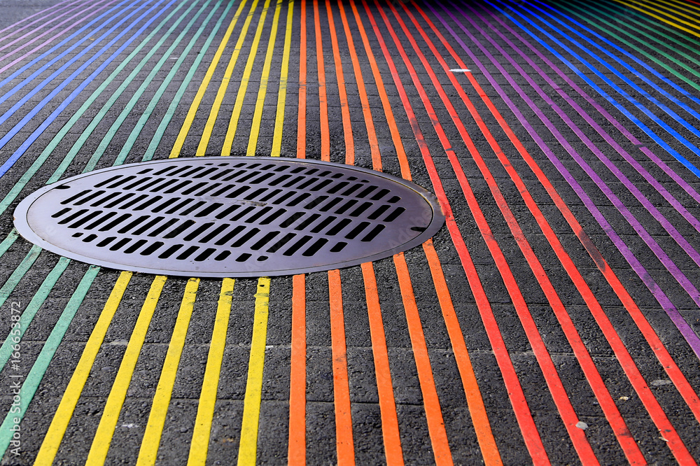 Fototapeta Castro District Rainbow Crosswalk Intersection, San Francisco, California