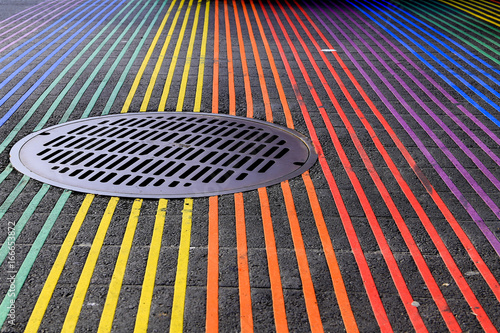 Fototapeta Castro District Rainbow Crosswalk Intersection, San Francisco, California