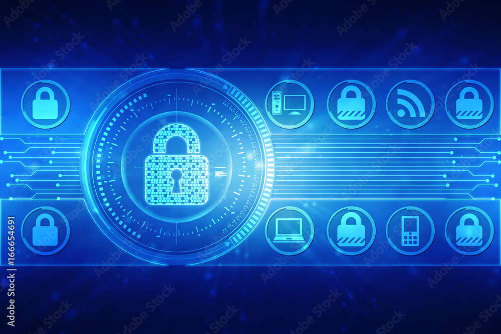 2d illustration Safety concept: Closed Padlock on digital background 2d illustration Safety concept: Closed Padlock on digital background