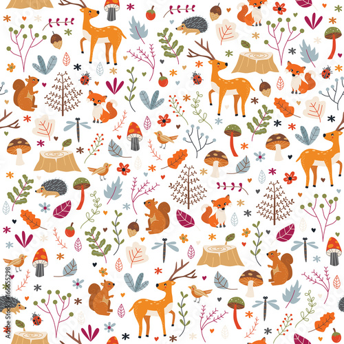 Autumn Forest Pattern Seamless Print