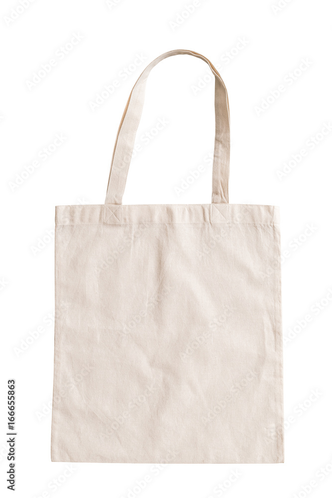 Tote bag fabric cloth shopping sack mockup isolated on white background ...