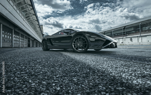 schwarzes Supercar 3d Render photo
