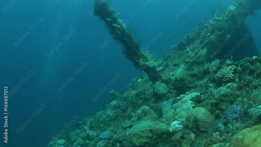 POV, sunken shipwreck in Indonesia POV, sunken shipwreck in Indonesia