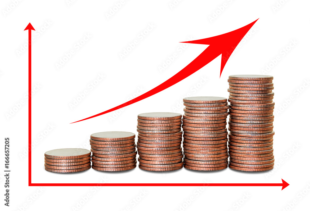 Rows of coins and account for finance and banking concept, Money coin stack growing business, Saving money concept.. Rows of coins and account for finance and banking concept, Money coin stack growing business, Saving money concept..